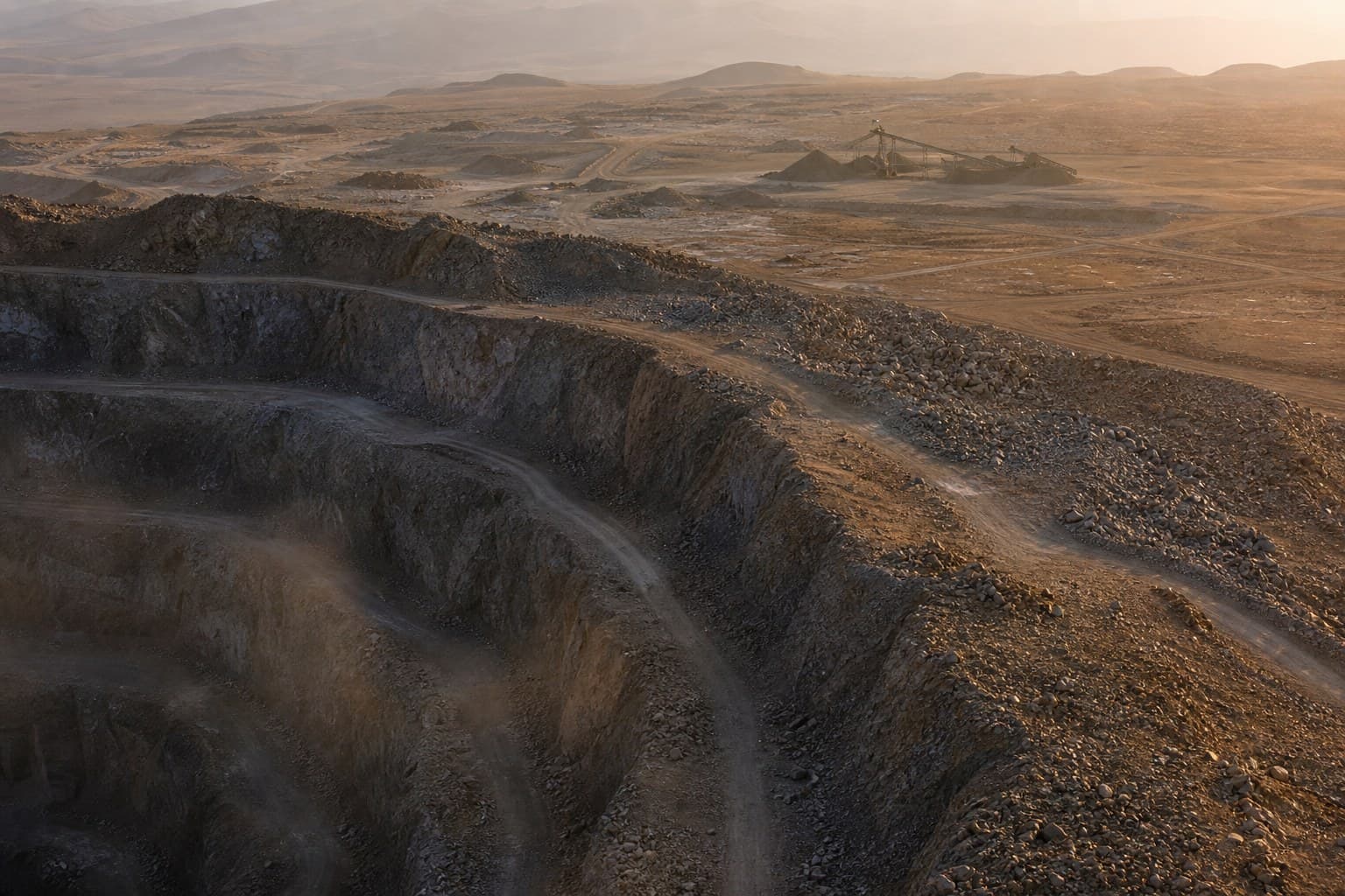 Aerial view of a mining perimeter