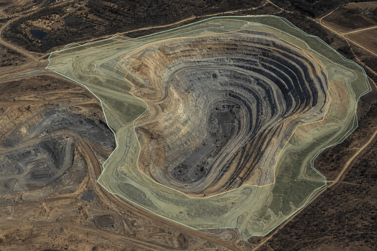 Open-pit mining site seen from above